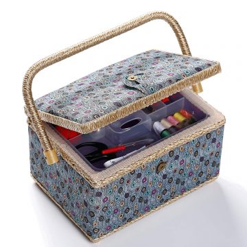 Wooden Sewing Storage Box Organizer with Sewing Supplies and Notions Handle and Insert Tray D/&D Large Sewing Basket with Sewing Kit Accessories