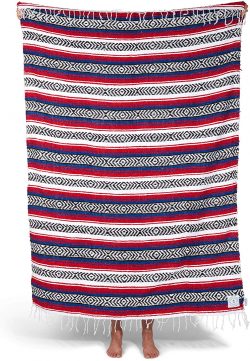 Vivid Classic Serape Stripe 59 x 70 Inch Mexican Woven Serape Blanket w// Bright