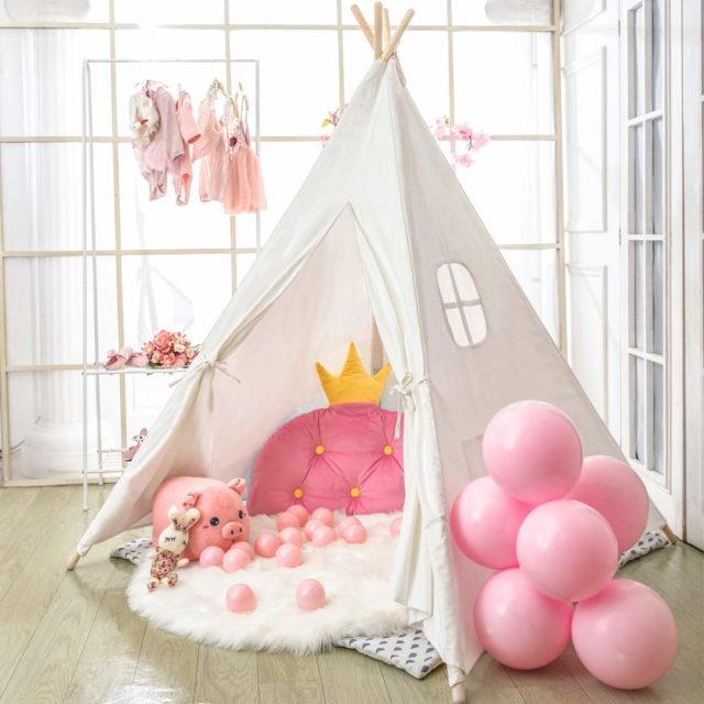 little dove kids foldable teepee play tent with carry case banner